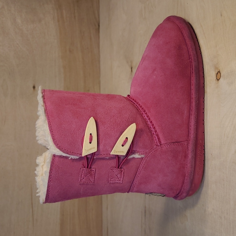 Bearpaw Abigail Pink Leather Youth Winter Boots